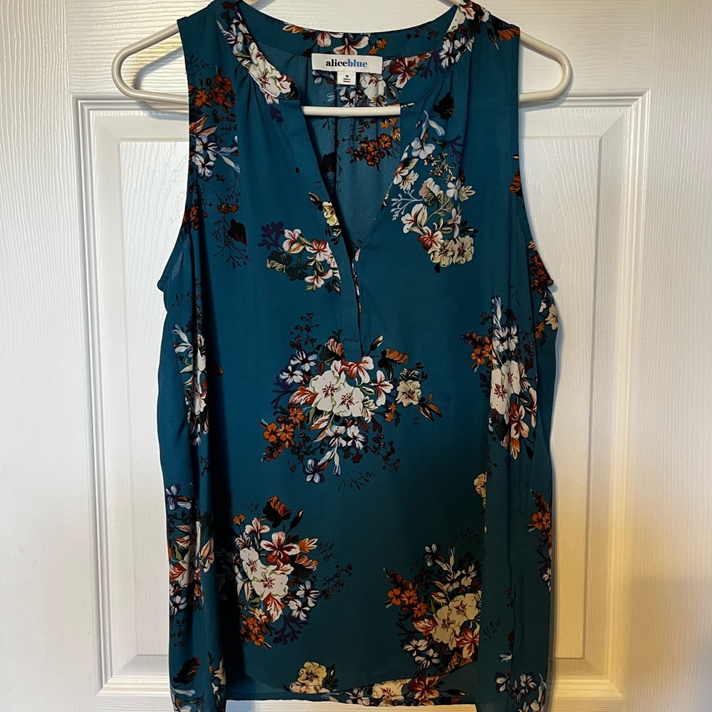 Alice Blue blue floral sleeveless blouse